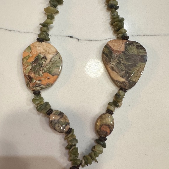Rainforest Jasper Vintage Handmade Statement Necklace - Picture 3 of 5